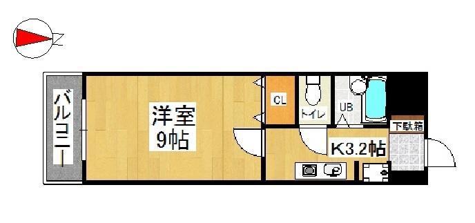 ウィングス片野II(1K/8階)の間取り写真