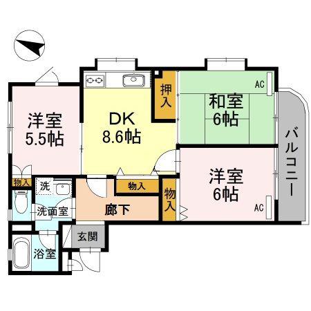 パークスII(3DK/3階)の間取り写真