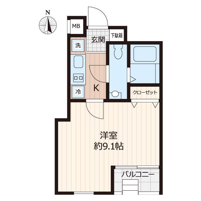 BEVERLY HOMES 下赤塚(1K/1階)の間取り写真