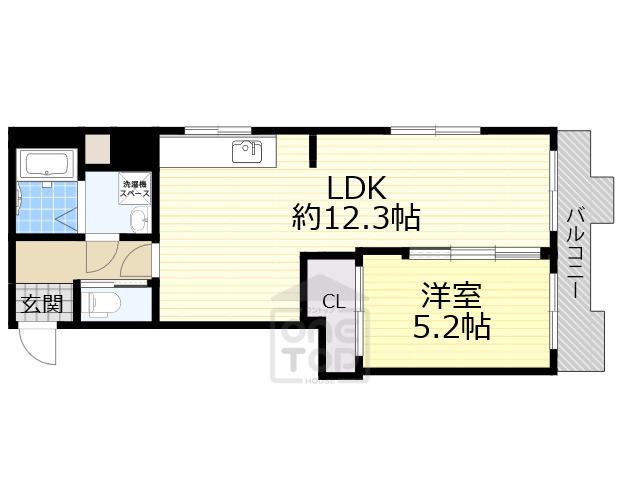 第8千里ハイツ(1LDK/5階)の間取り写真