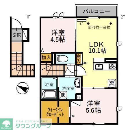 メゾンアイリス ココア(2LDK/2階)の間取り写真
