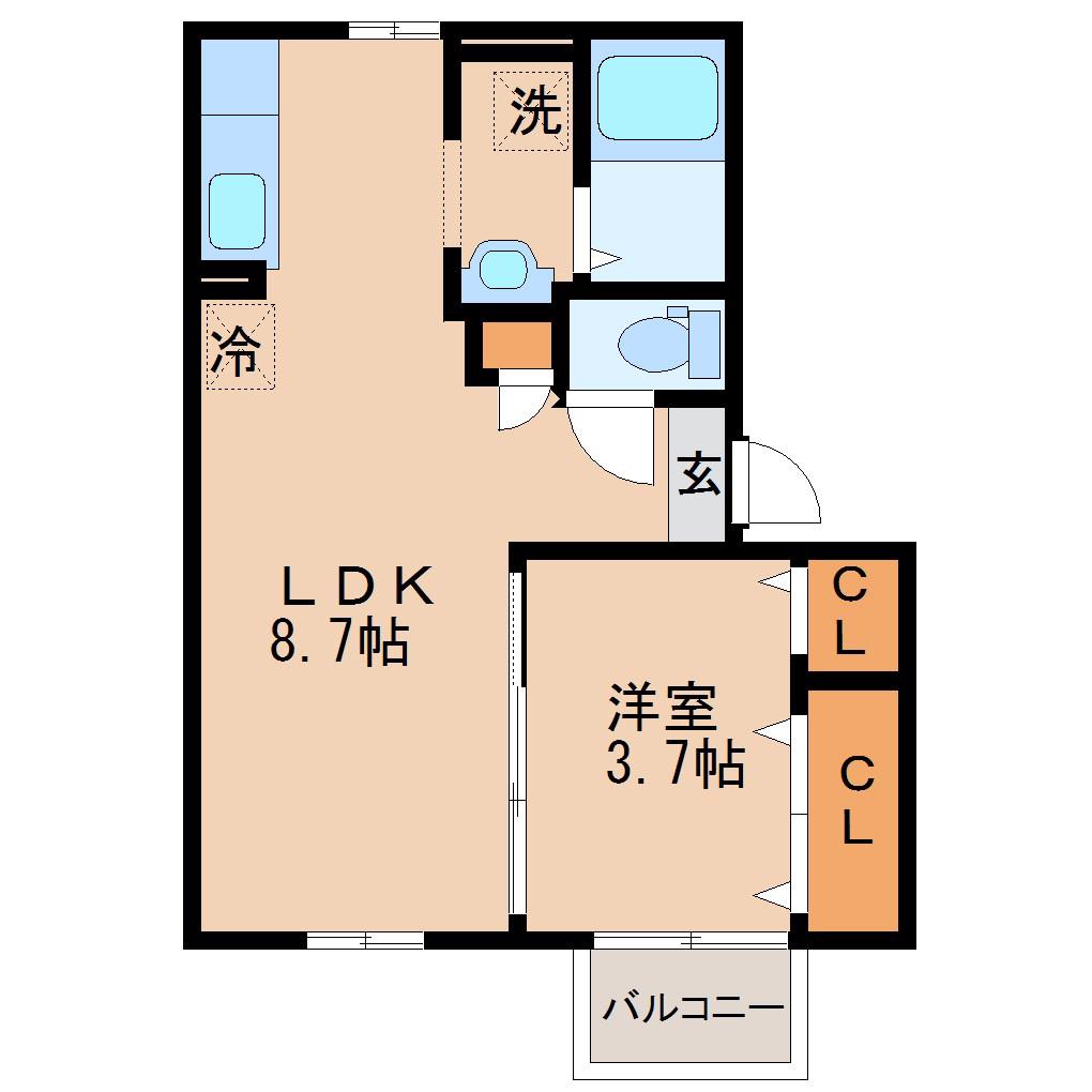ファルコン久留米高校駅前(1LDK/2階)の間取り写真