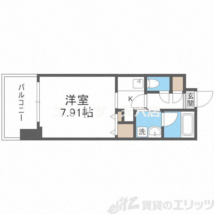 グランシス江坂(1K/8階)の間取り写真