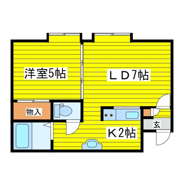 ガーデンパレス(1LDK/2階)の間取り写真