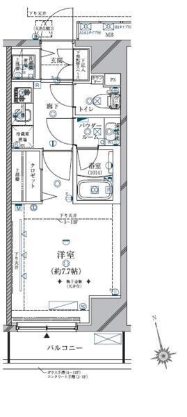 クレイシア三軒茶屋(1K/11階)の間取り写真