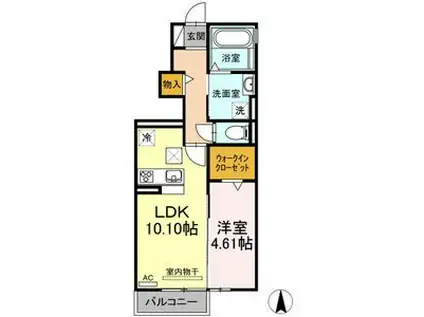 グリュック(1LDK/1階)の間取り写真