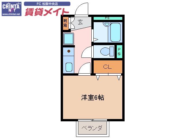 VENT VERT(1K/1階)の間取り写真