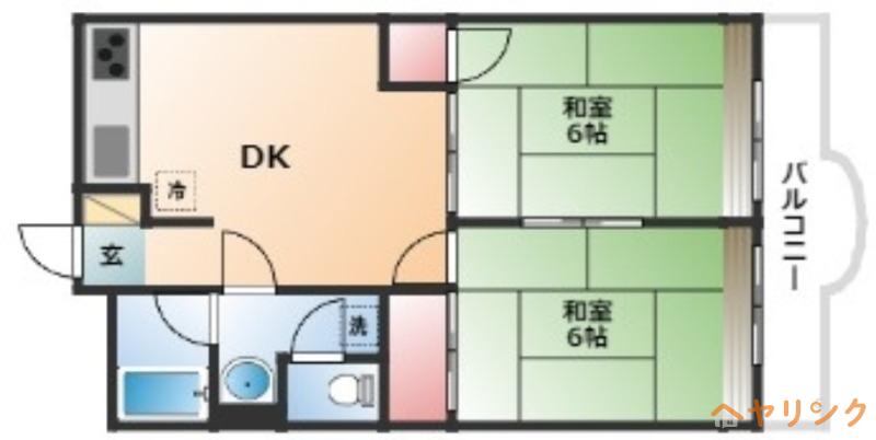 リバーサイド市場木(2LDK/4階)の間取り写真