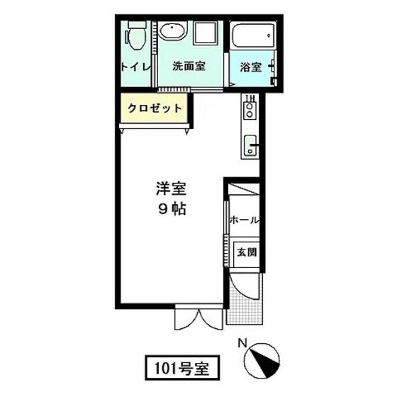 レージュ(ワンルーム/1階)の間取り写真