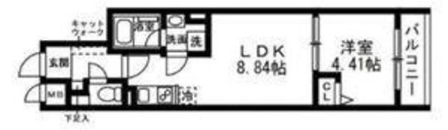 SOLASIA RESIDENCE 武蔵小山(1LDK/1階)の間取り写真
