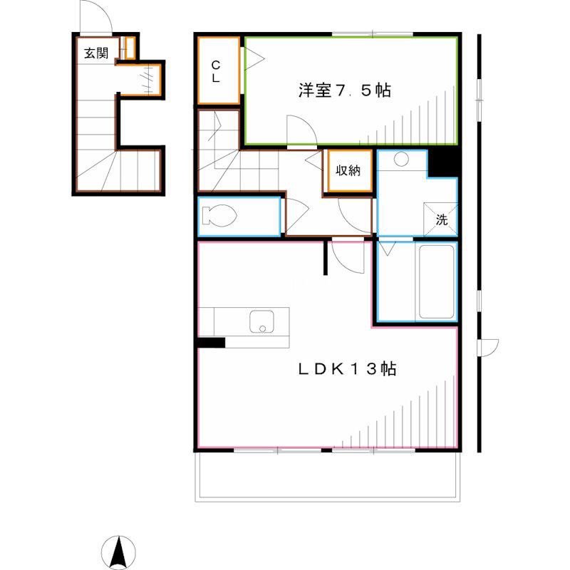 パナックスII(1LDK/2階)の間取り写真