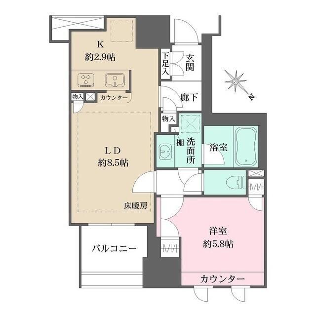 ファミール東銀座グランスイートタワー(1LDK/10階)の間取り写真