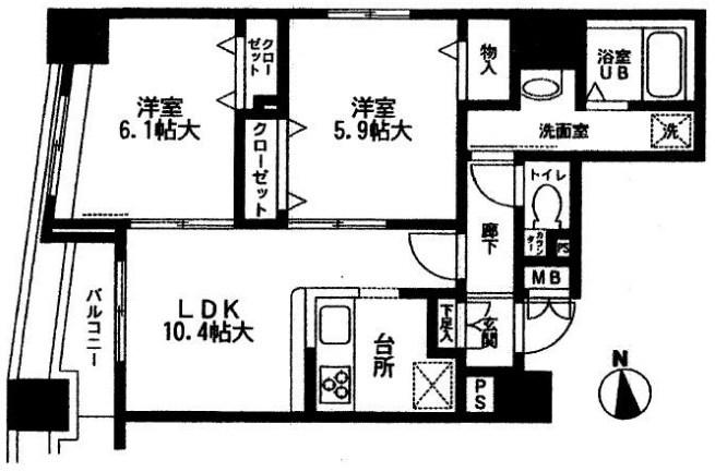 ラヴィデュース(2LDK/4階)の間取り写真