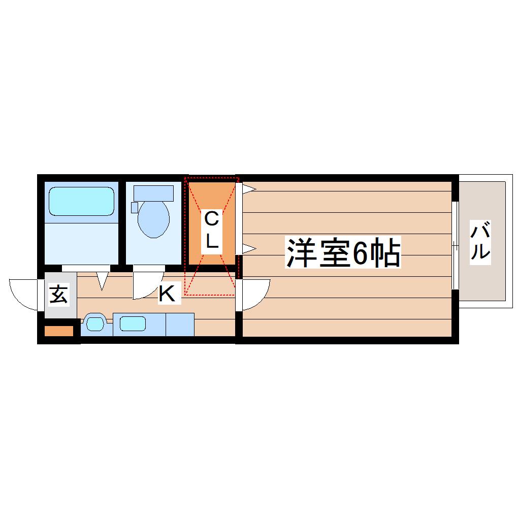 デモーラ小田原(1K/2階)の間取り写真