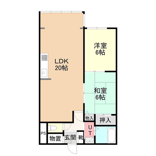 第1ヒラギシビル(2LDK/4階)の間取り写真