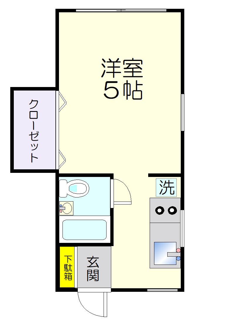 Fハイツ(ワンルーム/1階)の間取り写真