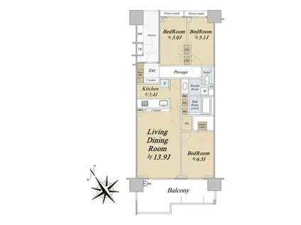 東京テラスD棟(3LDK/8階)の間取り写真