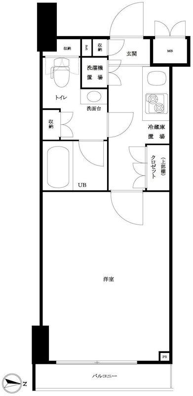 ルーブル泉岳寺前(1K/3階)の間取り写真