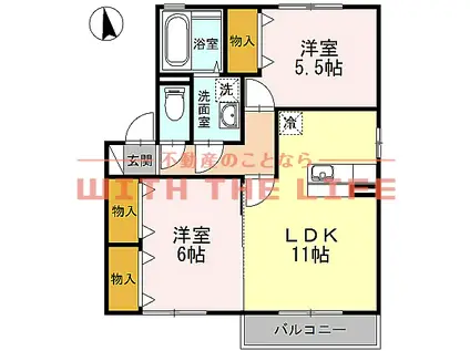 クレセントコート(2LDK/2階)の間取り写真