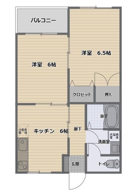 ドリームガーデン白江(2DK/2階)の間取り写真