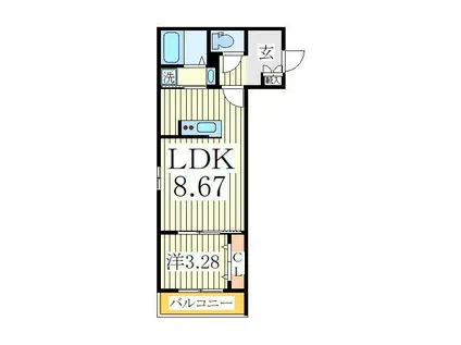 シエルドール南柏(1LDK/3階)の間取り写真