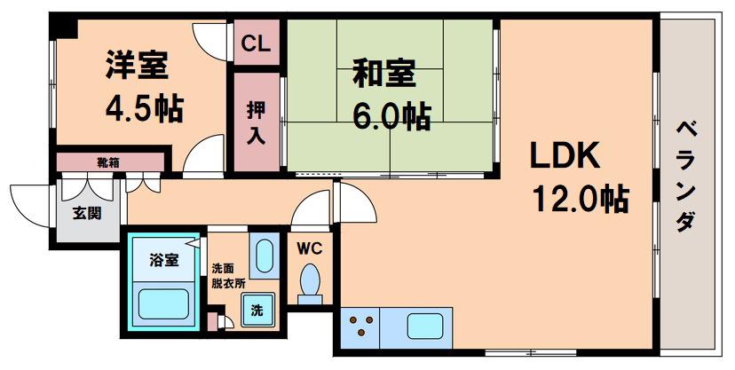 パールヒルズニシオ(2LDK/2階)の間取り写真
