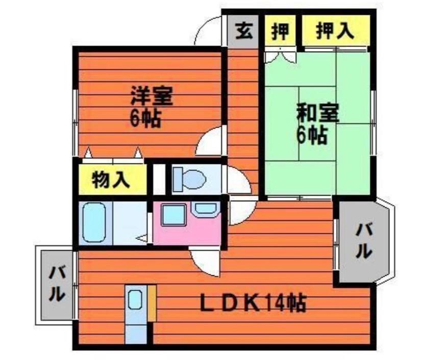 ヴェル・フィオーレN.T D棟(2LDK/1階)の間取り写真