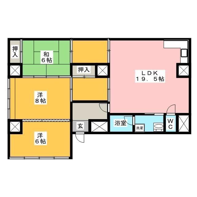 デッチポンドマンション(3LDK/1階)の間取り写真