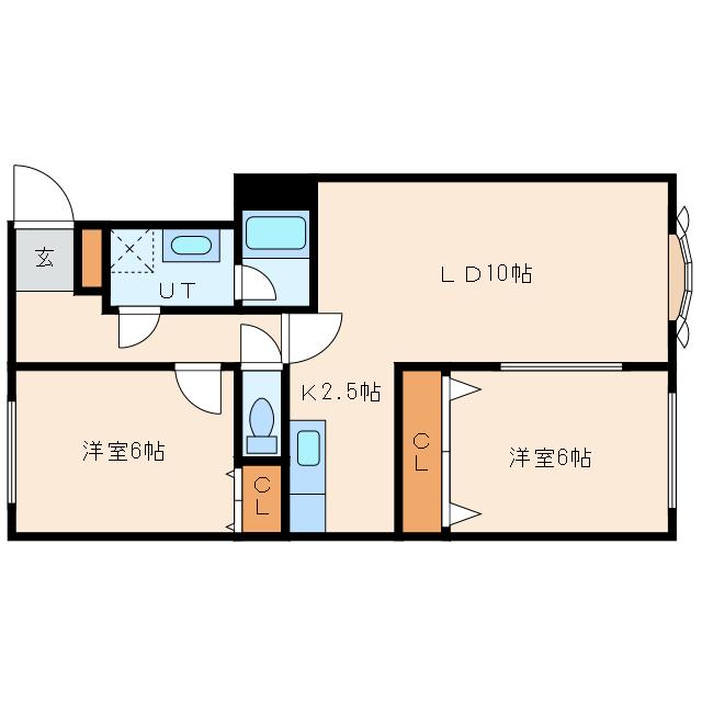 グラヴィス(2LDK/3階)の間取り写真