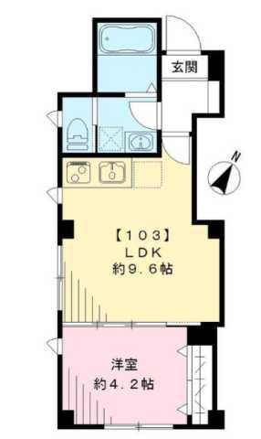五本木グレイスヒルズ(1LDK/1階)の間取り写真