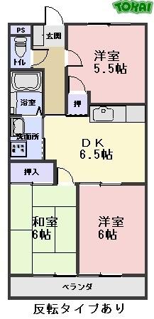 リバーサイドハイツ(3DK/1階)の間取り写真