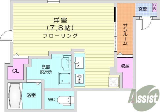 ブレスサイドヒルズH(1K/1階)の間取り写真