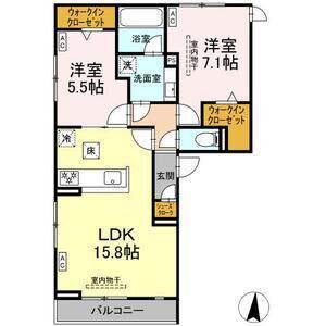 オークグレイス(2LDK/1階)の間取り写真