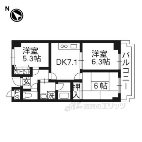 レスポワール星田(3DK/4階)の間取り写真