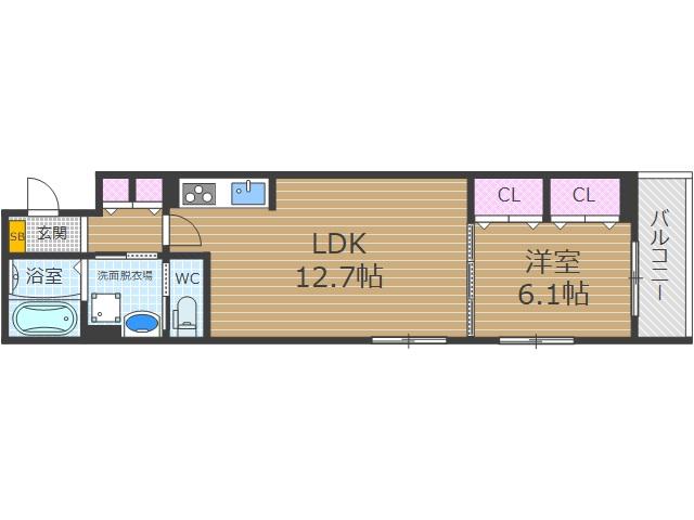 東正雀アパート(1LDK/2階)の間取り写真