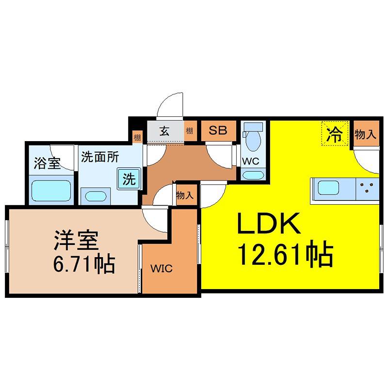 QUADOR NOIE 池下(1LDK/2階)の間取り写真