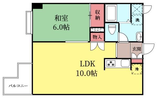 キャッスルマンション坂戸C(1LDK/9階)の間取り写真