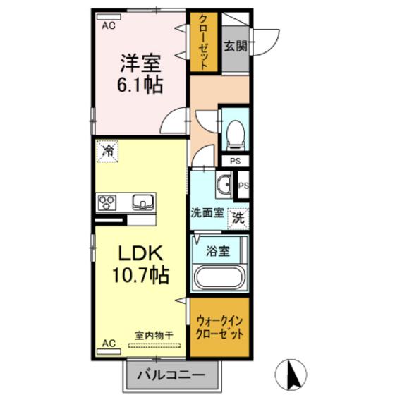 セジュール宮永(1LDK/1階)の間取り写真