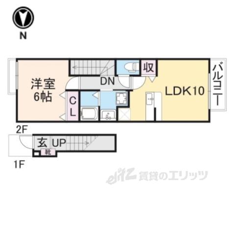 プロムナード2(1LDK/2階)の間取り写真