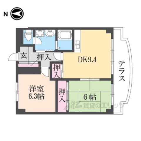 サウスビレッジ(2DK/1階)の間取り写真