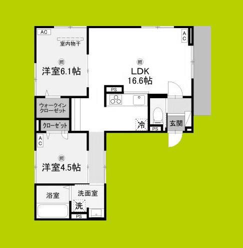 ウエスタンハイツ19(2LDK/1階)の間取り写真