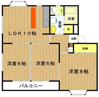 徳川台ロイヤルマンション(3LDK/3階)の間取り写真