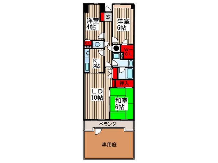 グレイス緑丘(3LDK/1階)の間取り写真