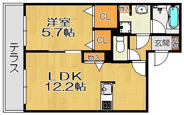 ヴェルビーテ ヒビキ(1LDK/1階)の間取り写真