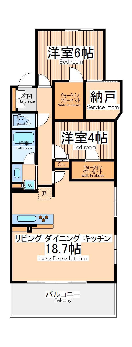 カワサキアイランドスイート(2LDK/16階)の間取り写真