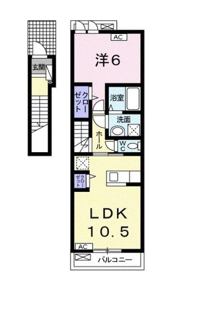 ラポルト(1LDK/2階)の間取り写真