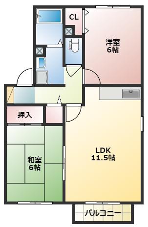セジュール北園(2LDK/1階)の間取り写真