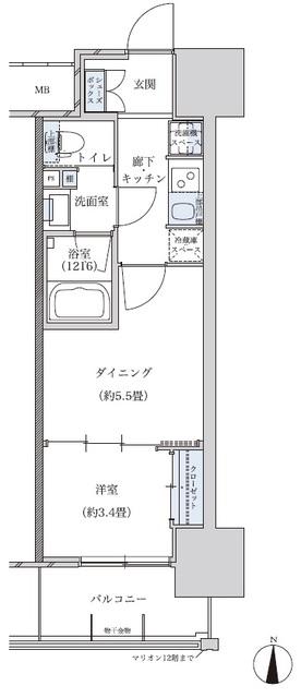 パークアクシス名古屋山王(1DK/6階)の間取り写真