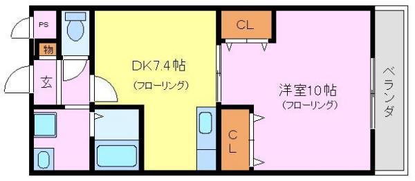 アズール羽衣(1DK/3階)の間取り写真