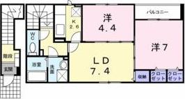 コートドールII(2LDK/2階)の間取り写真